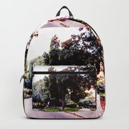 Vintage Path Backpack | Nature, Health, Digital, Vintage, Twopaths, Color, Square, Sunset, Tree, Park 