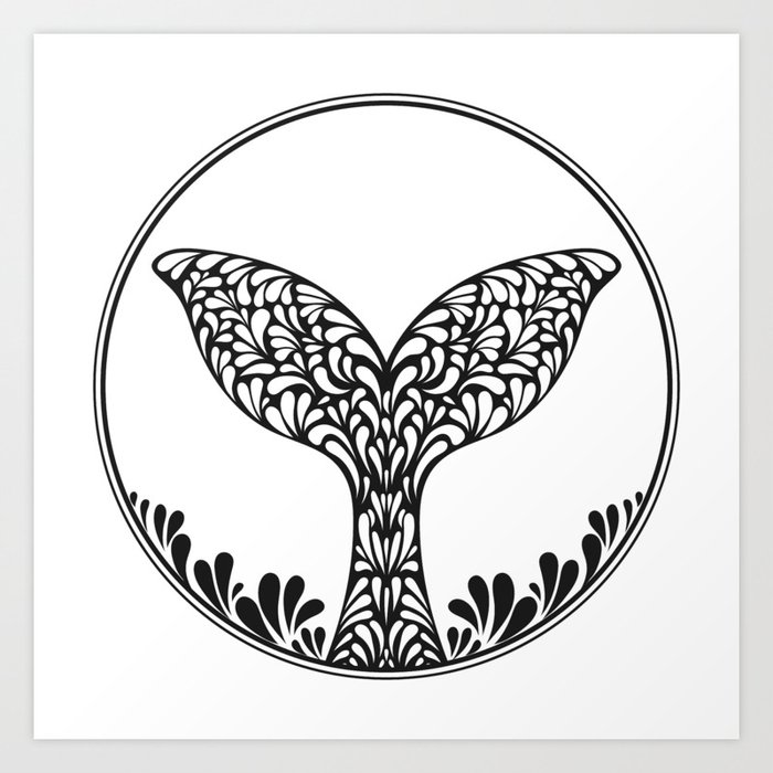 Whale Tail Ornament Artistic Illustration Art Print By Viktoriiam