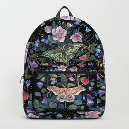 Moon Moth Mushroom Backpack | Flowers, Moonmoth, Night, Painting, Insects, Floral, Witch, Foliage, Botanical, Nature 