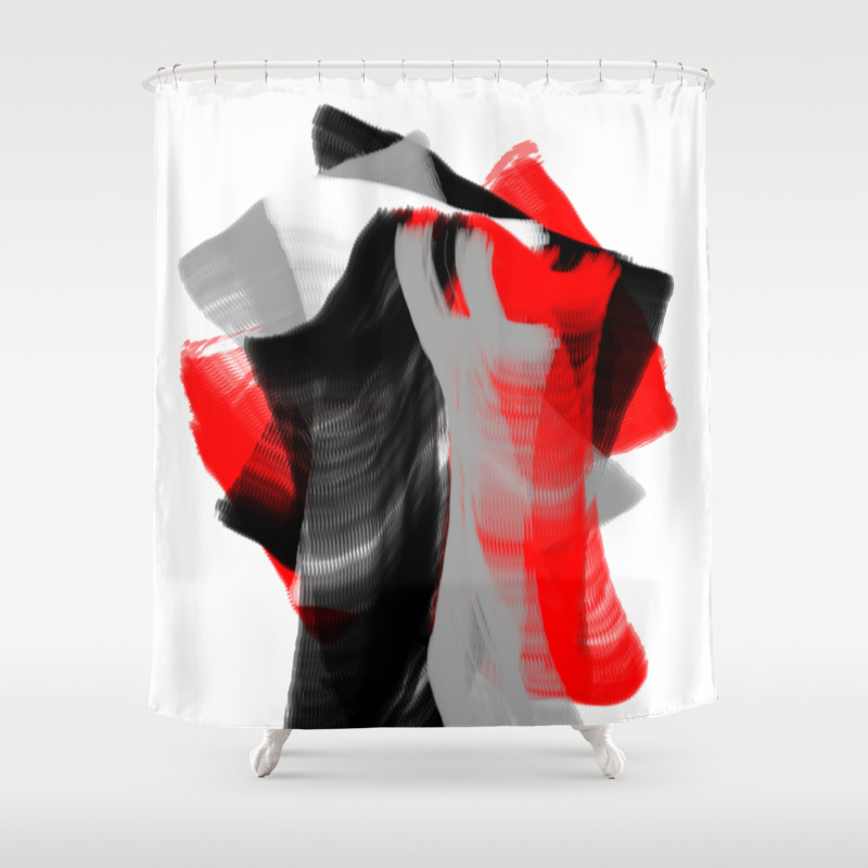 Dancing Abstract Red White Black Grey Digital Art Shower Curtain By Katerina Ez Society6