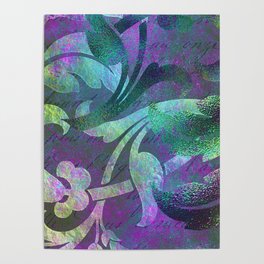 Jeweled Jade & Purple Jungle Floral Designs Poster