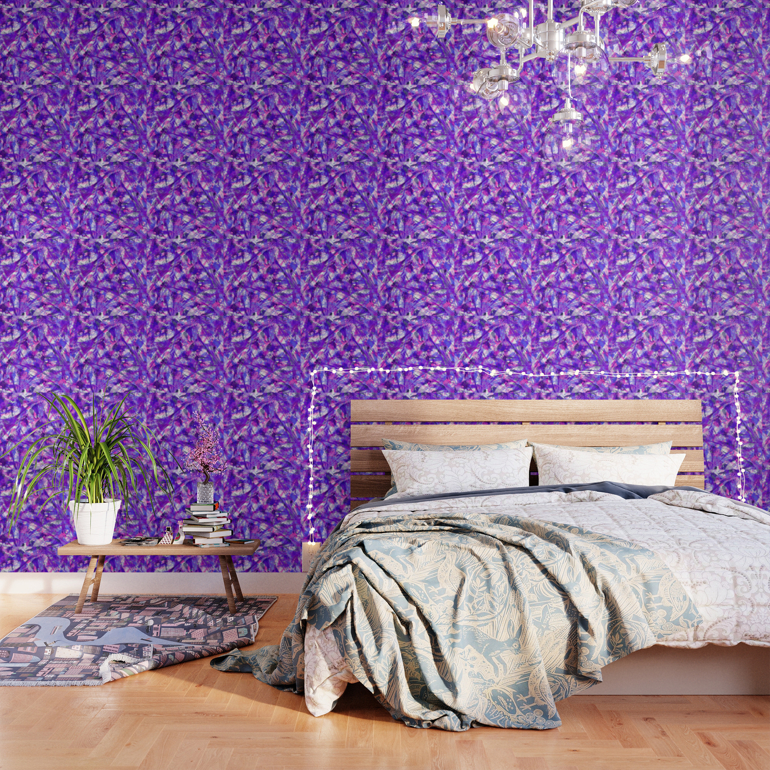 Girly Artsy Purple Pink Brushstroke Abstract Art Wallpaper By