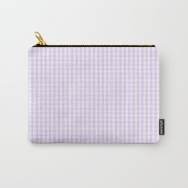 Chalky Pale Lilac Pastel and White Mini Gingham Check Plaid Carry-All Pouch
