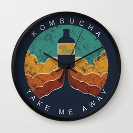 KOMBUCHA "Take Me Away" Rocket // Mushroom Tea Graphic Design Scoby Health Drink Bubble Scooby Wall Clock