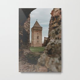 Old castle tower Metal Print | Blue, Architecture, Yellow, Vojvodina, Reed, Ruin, Old, Sky, Photograph, Building 