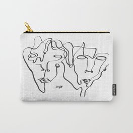 Mick Carry-All Pouch | Black, Black And White, Pattern, Digital, Portrait, White, Ink Pen, Curated, Drawing, Face 