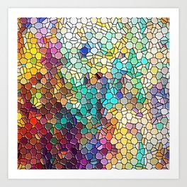 Decorative Rainbow Tiled Mosaic Abstract Art Print