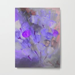 Emerging Flowers 13 Metal Print | Nature, Pastel, Mixed Media, Floral, Pink, Garden, Flowers, Purple, Modern, Painting 