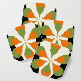 Mid-Century Modern Art 1.4 - Green & Orange Flower Coaster