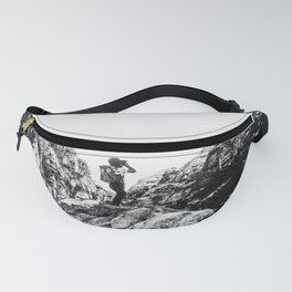 Boys Adventure | Rustic Camping Kid Red Rocks Climbing Explorer Black and White Nursery Photograph Fanny Pack