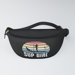 Sup Girl Retro Sunset Dog Paddleboarding Gift Mom Fanny Pack