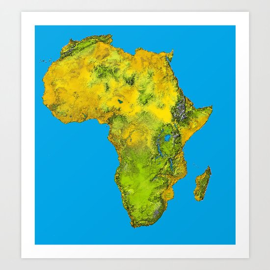 African Continent Topographical Relief Map Art Print by ...