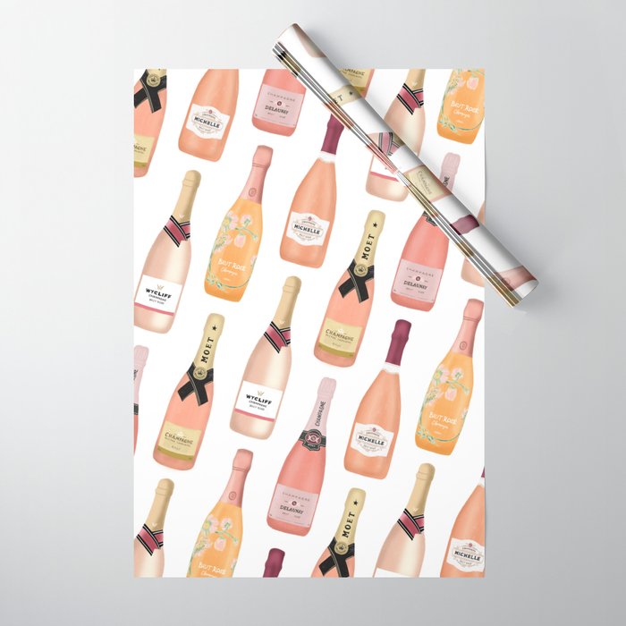 Rose Champagne Bottles Wrapping Paper By Lindseykaynichols Society6