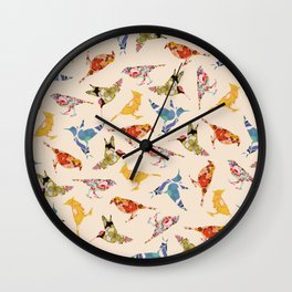 Vintage Wallpaper Birds Wall Clock