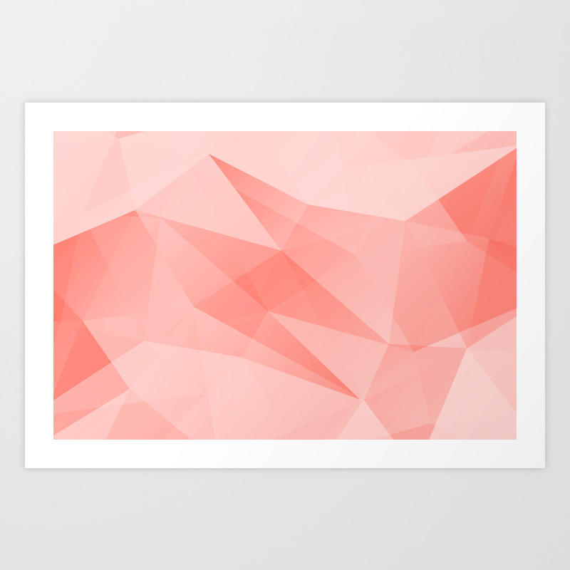 Pantone Living Coral Color Of The Year 2019 On Abstract Geometric