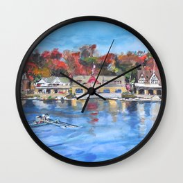 Boathouse Row, Philadelphia Wall Clock | Realism, Boats, Watercolor, Philadelphiapainting, Landscape, Boathouse, Cityart, Boathouserow, Architecture, Impressionism 