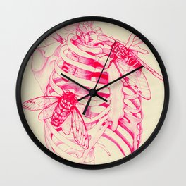 collarbone Wall Clock | Collarbone, Skeleton, Bones, Curated, Pink, Insect, Concept, Illustration, Cicada, Drawing 
