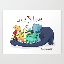 Love is Love with Dinosaurs Art Print