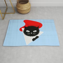 "Lovable Modern Cat" in Pale Blue Rug | Contemporaryart, Moderncat, Catposter, Catshirt, Drawing, Catart, Retrominimalist, Catmug, Modernvintage, Retrotshirt 