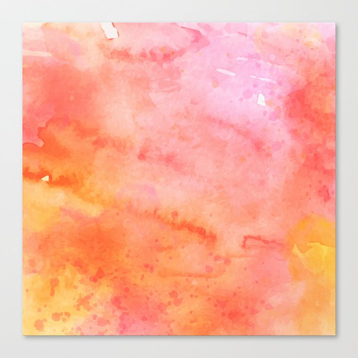 Pink Orange Yellow Watercolor Abstract Pattern Canvas Print By Pink Water Society6