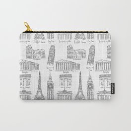Europe at a glance Carry-All Pouch | Kolosseumsketch, Athensarts, Ink Pen, Blackandwhite, Towerofpisasketch, Parisarts, Europeattractions, Historicalbuildings, Londonarts, Eiffeltowersketch 