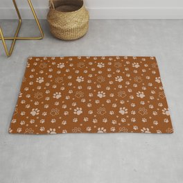 Dog Paw pattern in Rust Color Background, Gift for dogs and cats lover in Shades of Rust Rug | Mumdog, Plainrust, Paw, Rustbackground, Pets, Cats, Rustpaw, Dogs, Pawprint, Rustshades 