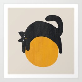 Cat with ball Kunstdrucke | Play, Digital, Funny, Curated, Painting, Kitty, Adorable, Cartoon, Cat, Cute 