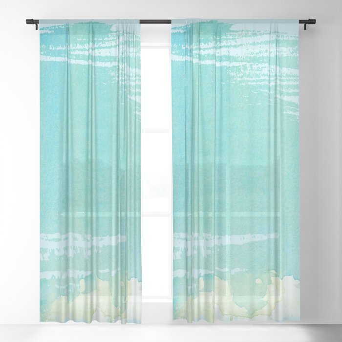 Nautical Seascape Sheer Curtain by ekaterina_sokol_designs | Society6