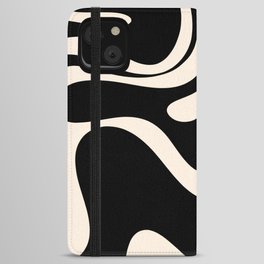Retro Liquid Swirl Abstract in Black and Almond Cream 2 iPhone Wallet Case