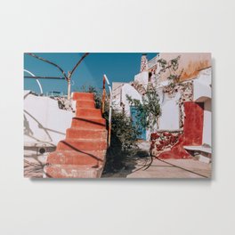 No Trespassers | Santorini, Greece Metal Print | Santorini, Red, Greek, Abandoned, Culture, European, Island, Greece, Courtyard, Europe 