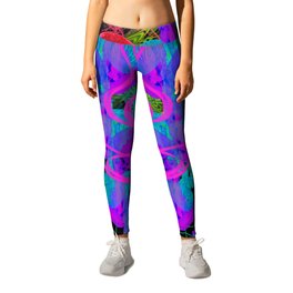 Jellyfish Warp Leggings | Psychedelic, Bioluminescence, Ultraviolet, Blacklight, Trippy, Seacreatures, Painting, Uv, Dayglo, Abstract 