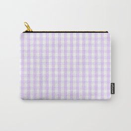 Chalky Pale Lilac Pastel and White Gingham Check Plaid Carry-All Pouch