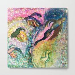 Sparkle Swim Metal Print | Betafish, Beta, Underwater, Watercolor, Painting, Digital, Pastels, Sparkly 