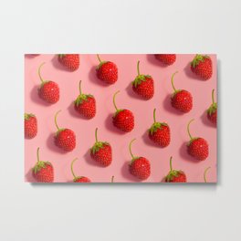 Pink Strawberries Metal Print | Berry, Picnic, Graphicdesign, Pinkstrawberry, Hotpink, Summervibes, Fruit, Pinkstrawberries, Cute, Cutefood 