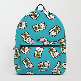 Lucky Cat Pattern Backpack | China, Talisman, Kitten, Maneki, Charm, Japan, Cat, Kitty, Chinese, Town 