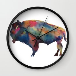 Watercolor Buffalo Bison Wall Clock | Watercolor, Bison, Sports, Colorful, Buffalo, Painting, Wildlife, Animal, Bills, Sabres 
