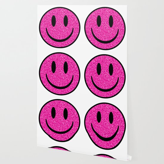 Glitter Pink Smiley Face Wallpaper by AJMoon | Society6