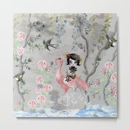 Grey sky Metal Print | Roses, Piano, Chinesepainting, Flowers, Flamingo, Digital, Graphicdesign, Leaves, Greysky, Chinoiserie 