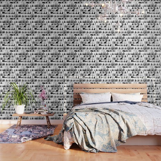 Black And White Forest Wallpaper By 4thave Society6