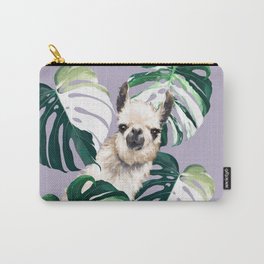 Llama with Variegated Monstera albo #1 Carry-All Pouch | Monstera, Botanic, Animal, Acrylic, Variegation, Rare, Jungle, Thaiconstellation, Philodendrons, Monsteradeliciosa 