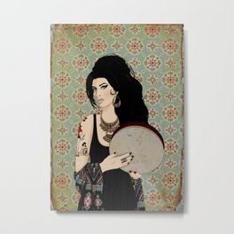 Amy Metal Print | Drawing, Popart, Pattern, Arab, Arabic, Boho, Accessories, Vintage, Graphite, Amy 