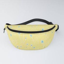 Doodle Tulips - Turquoise on Yellow Fanny Pack