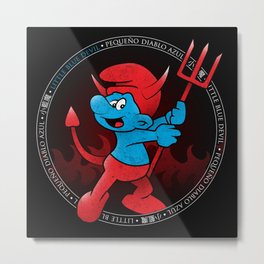 The Little Blue Devil Metal Print | Minidevil, Cutedevil, Smurfs, 80Svintage, Littledevil, Pitchfork, 80Sretro, Bluedevil, Evilsmurf, Fire 