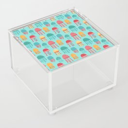 Rainbow Jellyfish On Aqua Acrylic Box