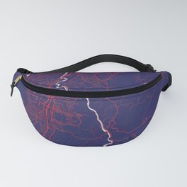 Trondheim, Norway, Blue, White, City, Map Fanny Pack