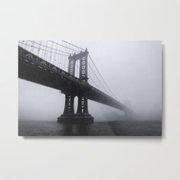 Manhattan Bridge Snowstorm Metal Print | Silhouette, Brooklyn, Metalbridge, Blizzard, Winterstorm, Dumbo, Bridge, Cloudyskies, Photo, Snowing 