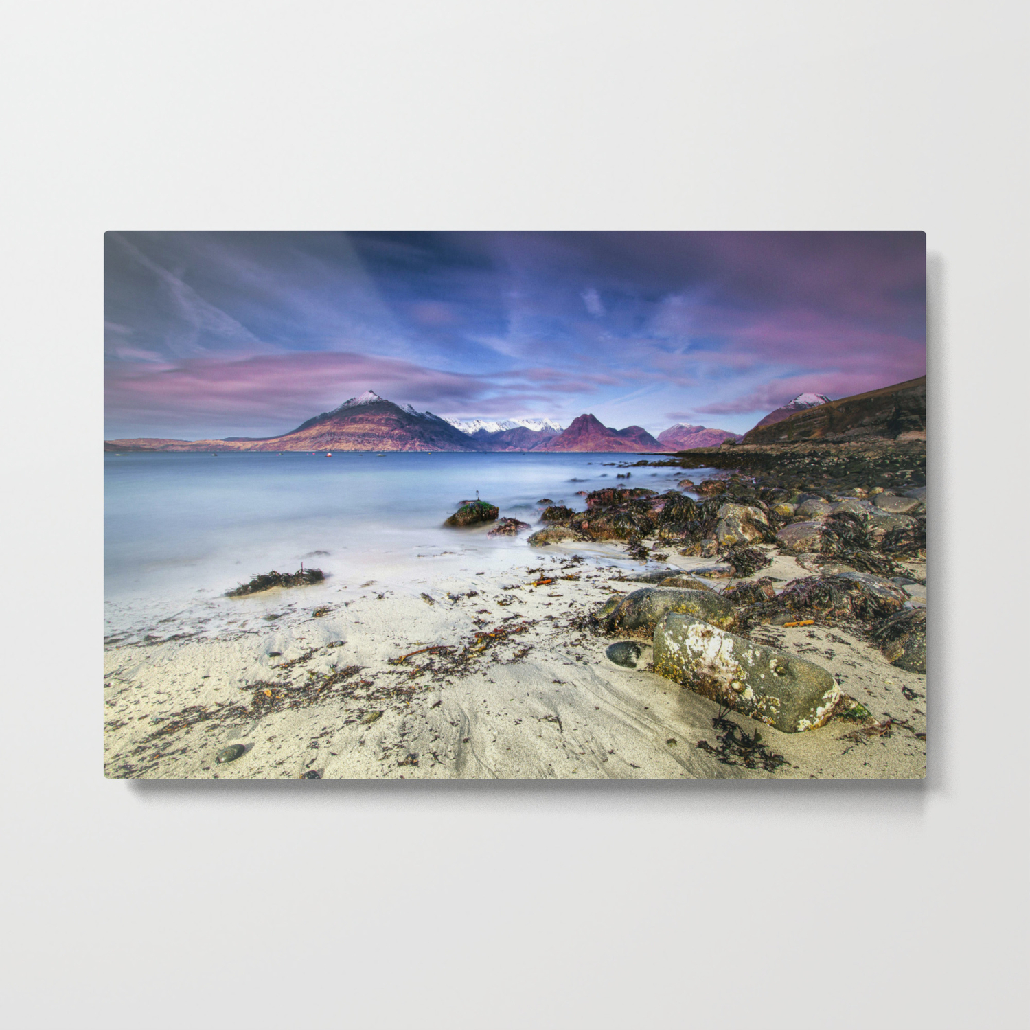 Beach Scene - Mountains, Water, Waves, - Isle of Skye, UK Metal Print Stay Positive | Society6