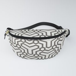 Brown and White Line Art Pattern 5 Shapes 2021 Color of the Year Urbane Bronze and Extra White Fanny Pack