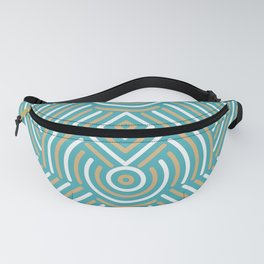 Retro Pattern and Aqua Blue and Gold Fanny Pack