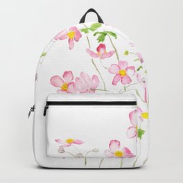 Pink Japanese Anemone field watercolor painting Backpack | Japaneseanemone, Flowers, Flowersticker, Watercolor, Wildflowerspainting, Floralarts, Naturearts, Pinkflower, Summerflower, Minimalistarts 